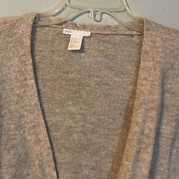 XS H & M Basic tan beige long sleeve open front knit cardigan sweater - Picture 2 of 13
